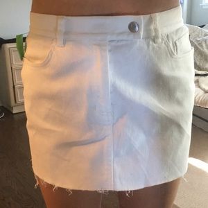 Never Worn Distressed White Mini Jean Skirt!!!